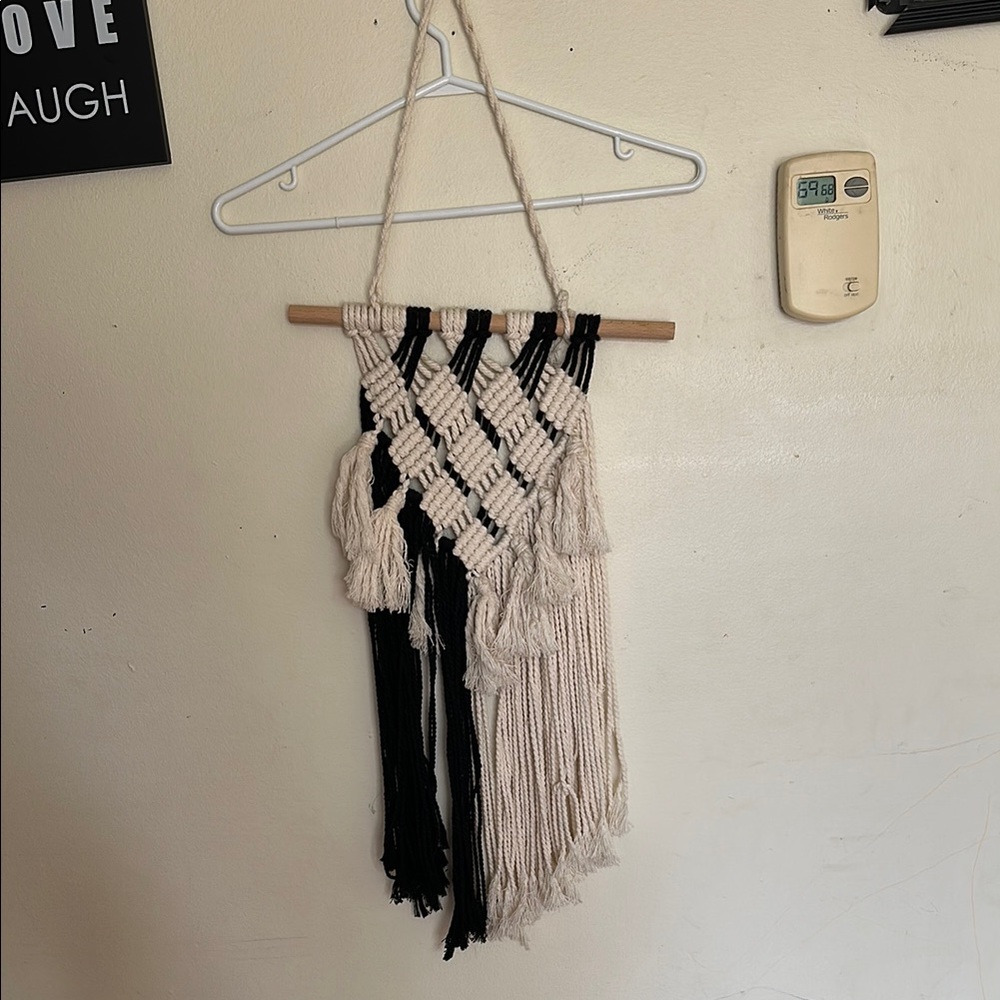 Handcrafted Black and Cream Wall Hanging